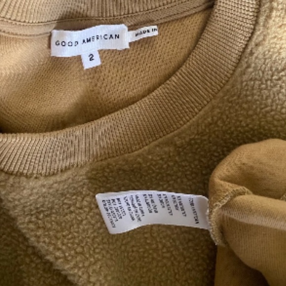 Good American Tan Sherpa Boyfriend Sweater size 2 (S-M) oversized - Picture 6 of 9